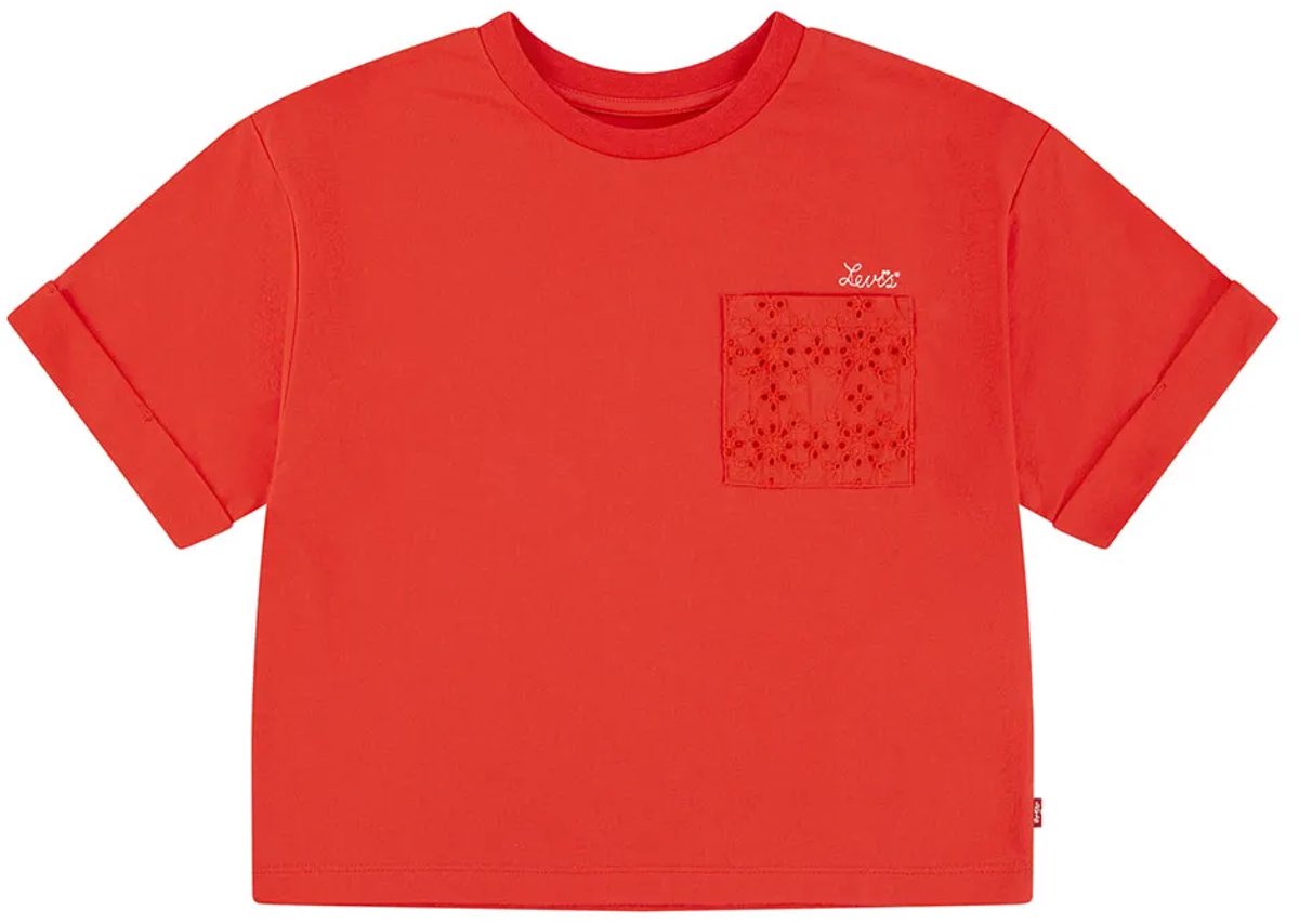 Levi´s ® Kids Roll Cuff Meet And Greet T-shirt Met Korte Mouwen 10 Years Meisje Hibiscus