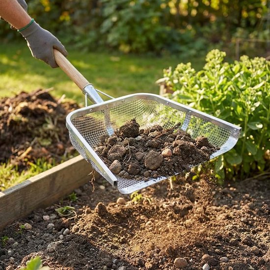 Tuin Zandzeef Schop - Grondzeef Tuingereedschap - Efficiënt Grond Zeven - Licht Ergonomisch Design - 46 x 36 cm — afbeelding 3