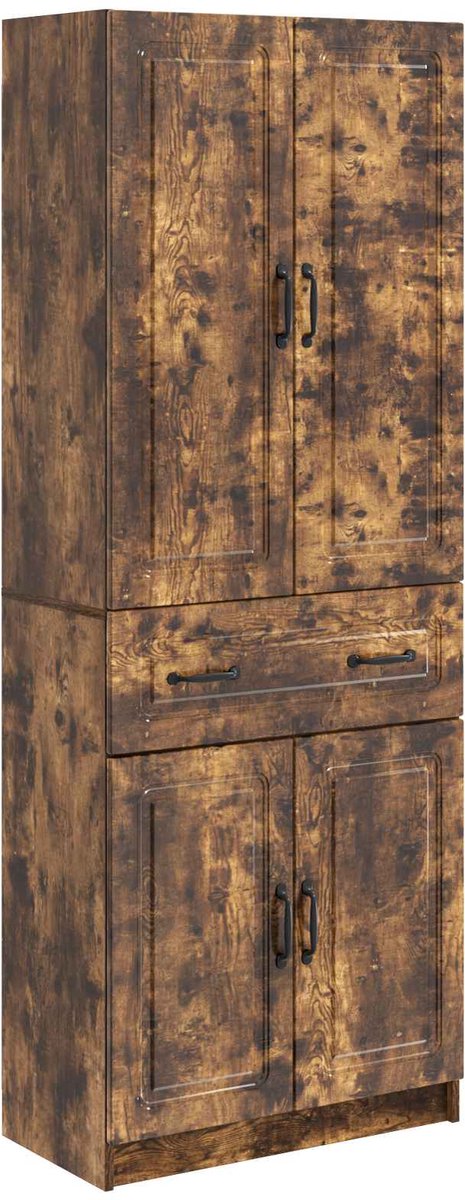 vidaXL Kast - Set - 2 - st - Gerookt - eiken - Bewerkt - hout Gerookt eiken