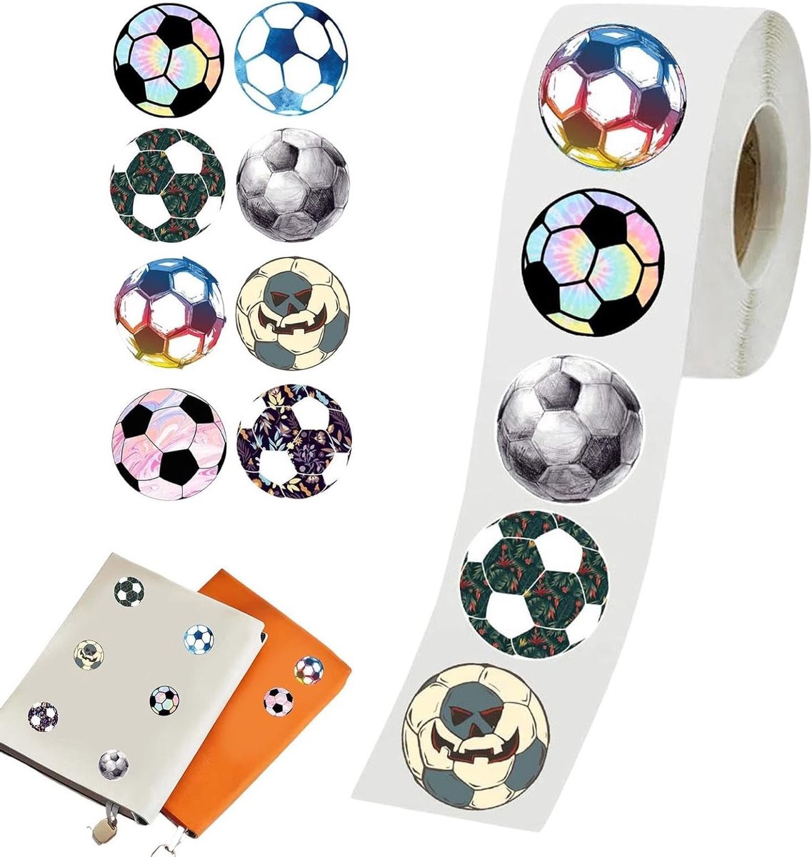 Waterdichte voetbalstickers rol van 50 g, zelfklevende creatieve stickers voor ambachten, sportthema en dagboekverzameling