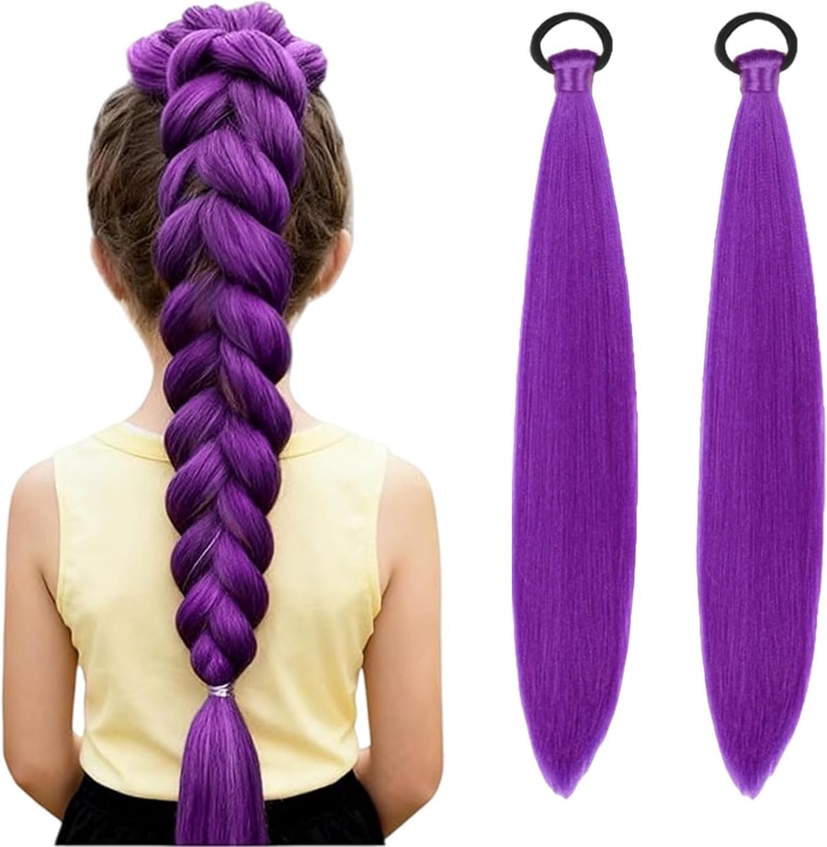 Paarse Haarstrengen voor Vlechten en Crocheten, Zijdeachtige Textuur voor Carnavals- en Cosplaykostuums