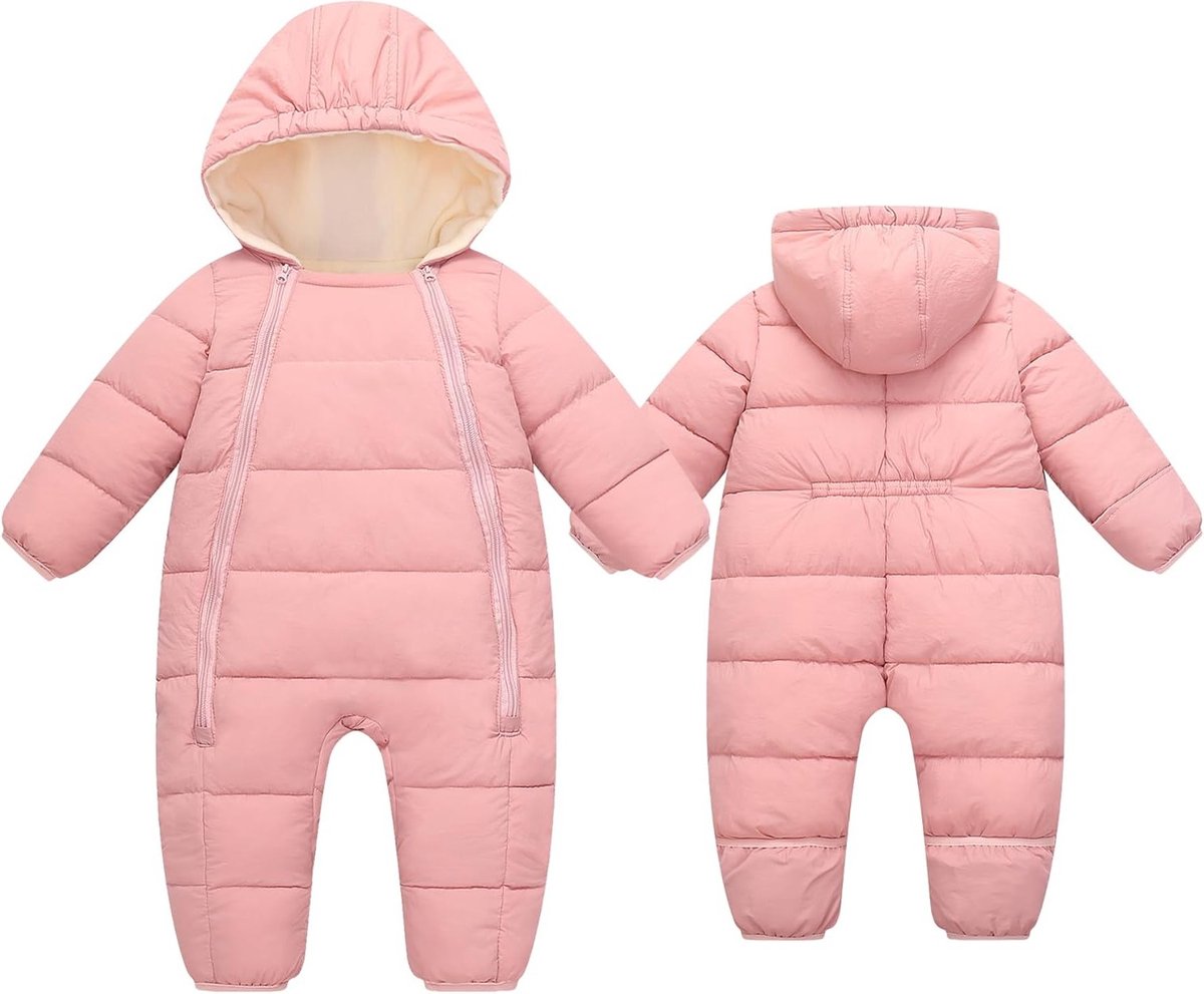 Warme Baby Sneeuwpak met Voetjes voor Winter, Gevoerd en Met Rits, Geschikt voor Pasgeborenen 0-6 Maanden