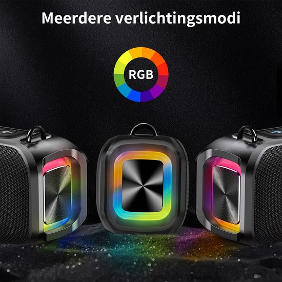 Rayofi Bluetooth speaker - Party Speaker - Draagbare muziek Box - Speakers - LED verlichting - Bluetooth - Karaoke - zwart van Merkloos — afbeelding 3