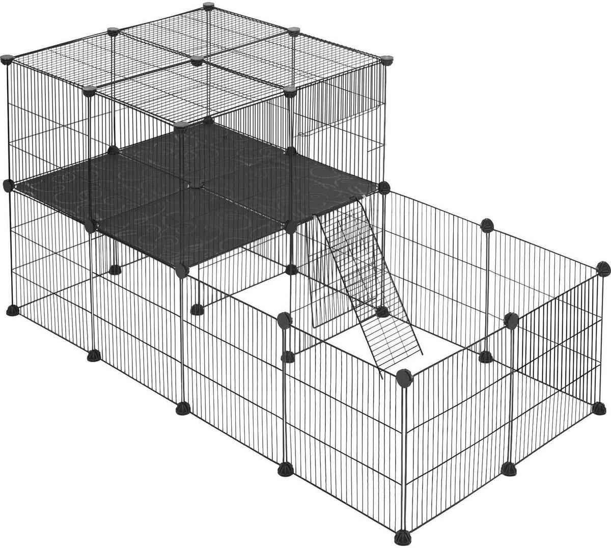 CORE Knaagdieren ren - Buiten konijnenkooi - Voor konijn en/of puppy hok - 140x70x70cm - Zwart Metaal