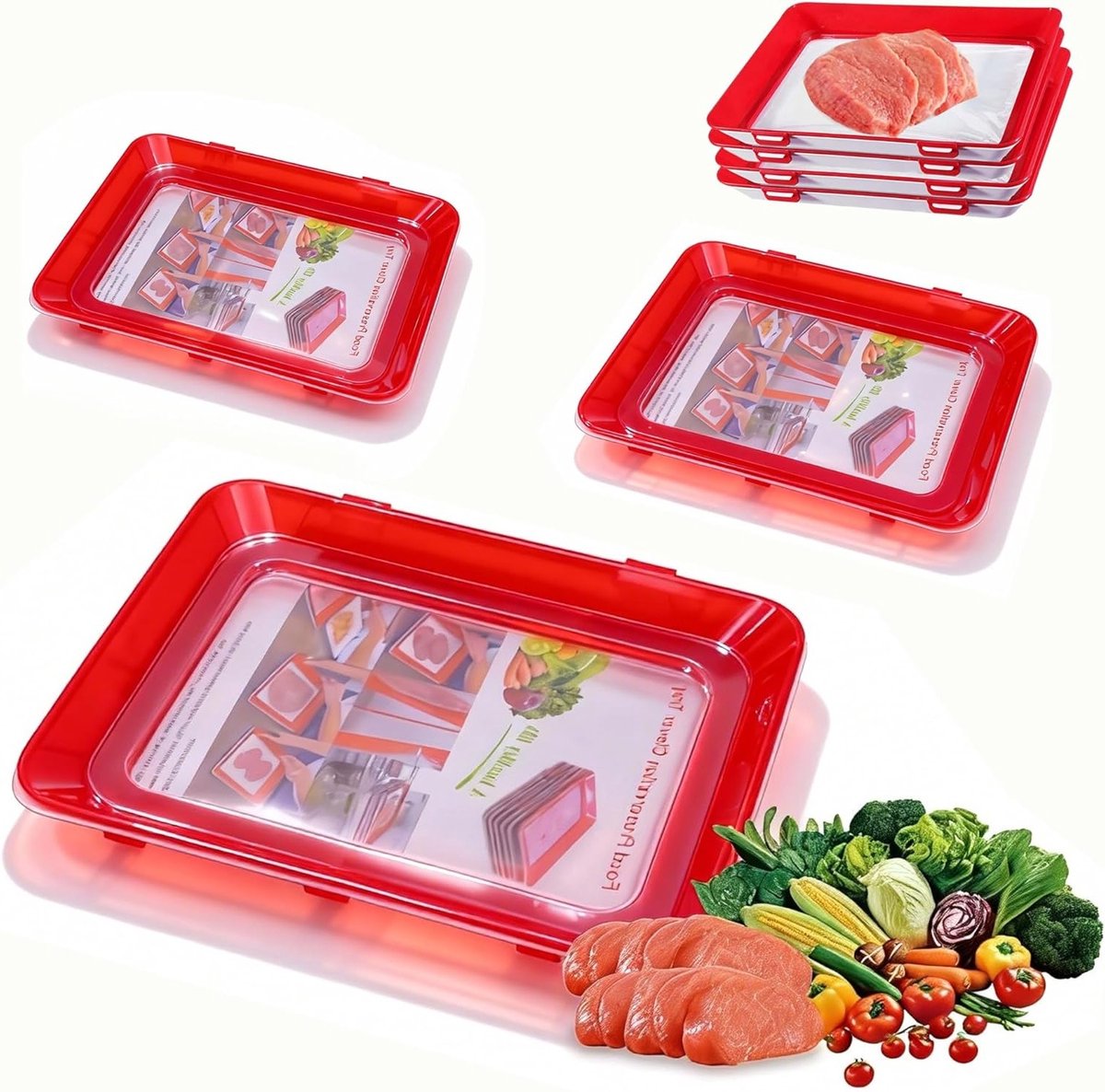 Set van 3 Herbruikbare Voedselopslagcontainers met Elastische Deksel - Ideaal voor Koelkast, Versheid Bewaren en Plastic Verpakking