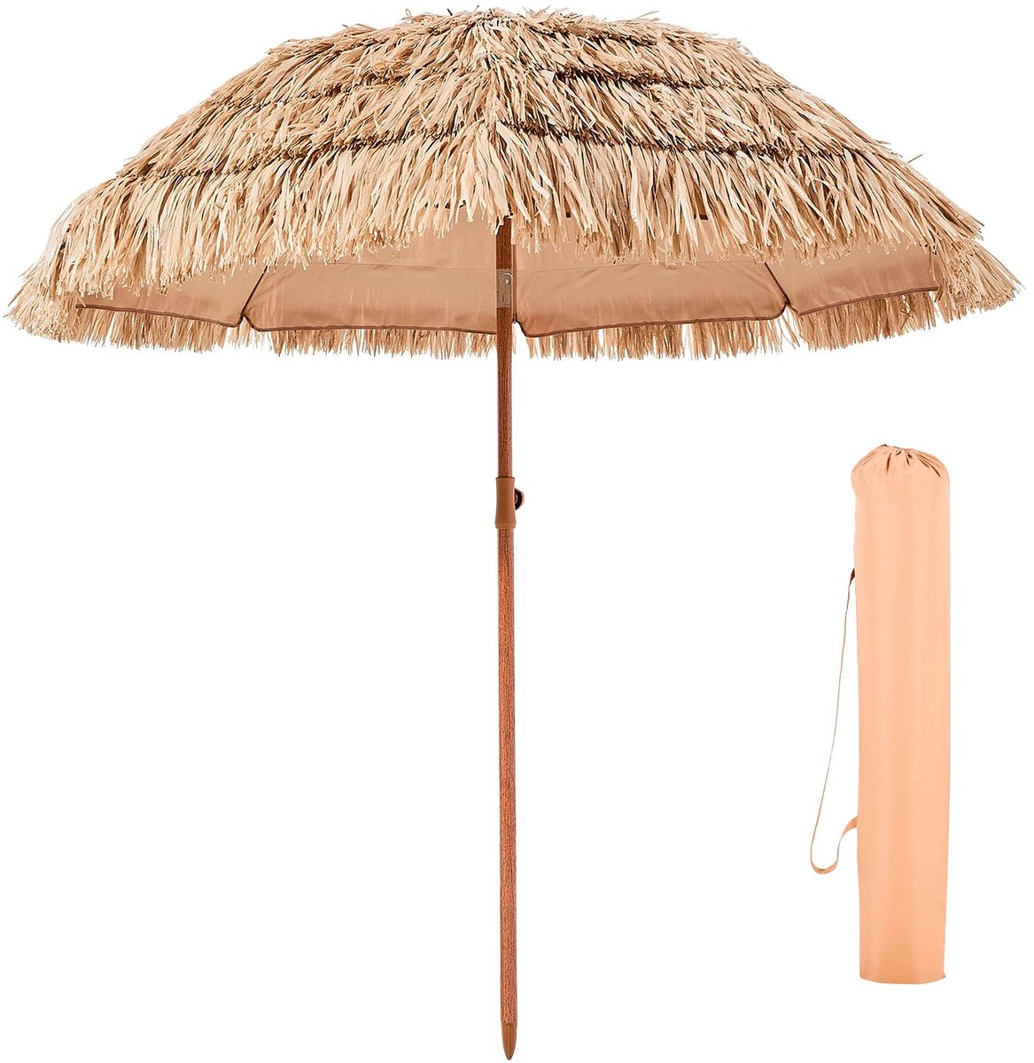 Jurrys Parasol - Tiki Parasol - Strandparasol - Tuinparasol - Hawai style - Onderhoudsvrij - Waterproof - Bruin - 210x180cm