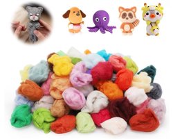 DIY Fairy Wol van Schapenwol voor Nat en Droog Vilt, Premium Merino Wol voor Viltwerk, Creatieve Projecten en Breien, Startersset met Natuurlijke Vezels (100 Kleuren/300G)