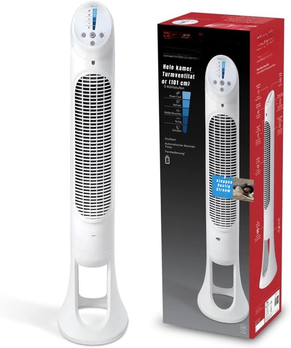 YOR® Ventilator toren - Ventilator staand - Torenventilator - Wit - 20cm x 27cm x 83cm – foto 4