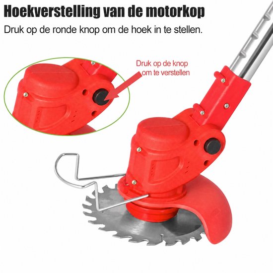 Traumheim® 3-in-1 Kantenmaaier - Grastrimmer - Bosmaaier - Grasmaaier - Draadloos & Elektrisch - Incl. 2 Accu ‘s & Snellader - Red van Traumheim — afbeelding 5