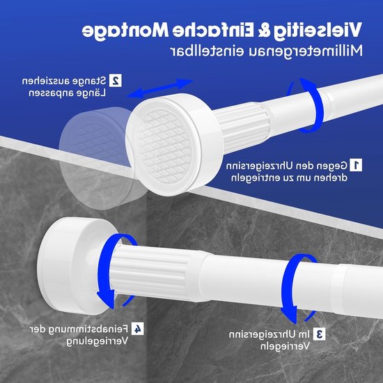 Verstelbare Spannerstang voor Gordijnen 70-170cm - 32mm Diameter - Klem- en Telescopische Stang zonder Boren, Antislip en Vergrendelingsfunctie voor Ramen en Deuren van Merkloos	 — afbeelding 2