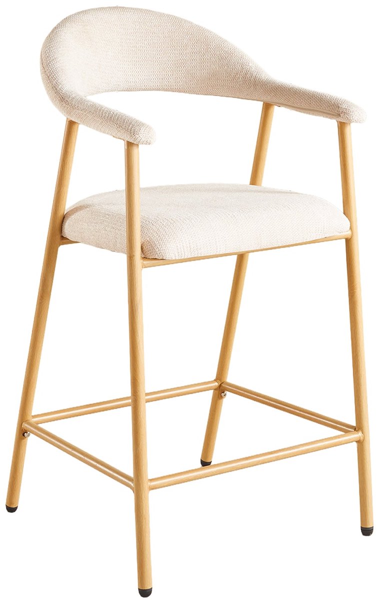 SET DEAL 2 stuks: Barkruk Japandi beige Mika lichtbruin minimalistische barstoel japanse stijl