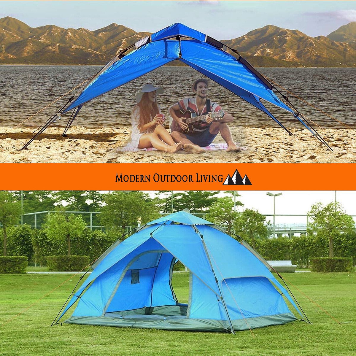 Webzon – Pop-up Tent 2-3 Personen 200x230x140 cm – Waterdicht 3000MM Automatische Kampeertent – Binnen 1 Minuut Opzetbaar – 210D Oxford – Festival, Strand, Camping & Outdoor – Muggengaas, Ventilatie & Draagtas – Blauw – foto 6