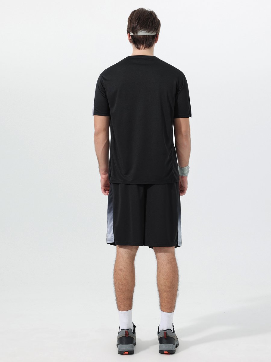 YOUTHUP Heren Contrastkleur Sportset - Rond Hals T-shirt met Korte Broek - M