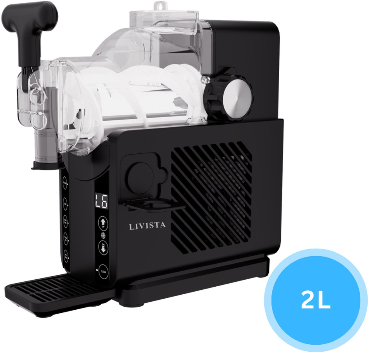 Livista Slushmachine – Slush & Frozen Drink Maker – 5 Programma’s – 20 Min Snel Bevriezen – Smart Touchscreen – Auto Clean – Zonder IJs – Freeze & Stir Technologie – Zwart