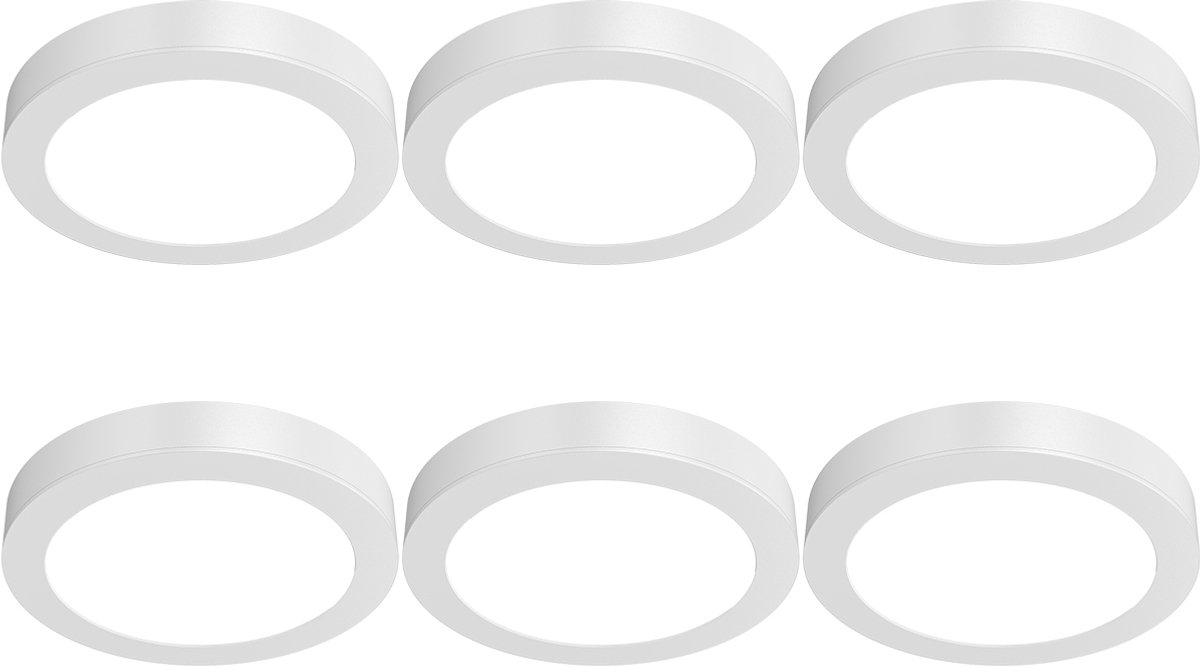 LED Paneel Slim Opbouw 6 Stuks - Kingtron Thin - 24W 2400lm 120° Bundelhoek - Helder/Koud Wit 6500K - IP40 - Rond - Wit - Ø300mm