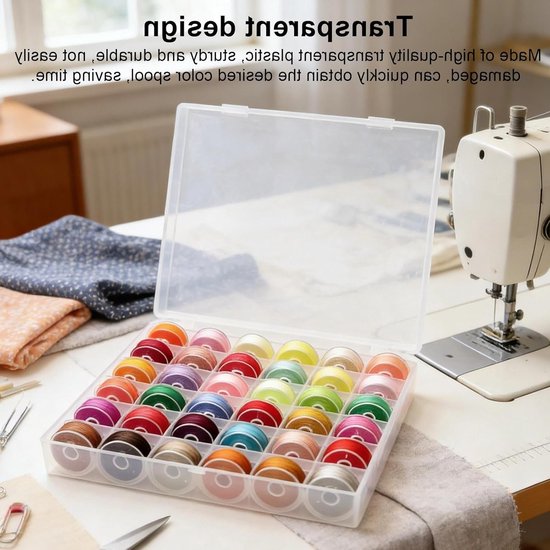 36-delige spoeltjesset met opbergdoos voor naaimachines, kleurrijke spoeltjes voor naaiprojecten en DIY creaties, ideaal voor hobbyisten en professionals — afbeelding 5
