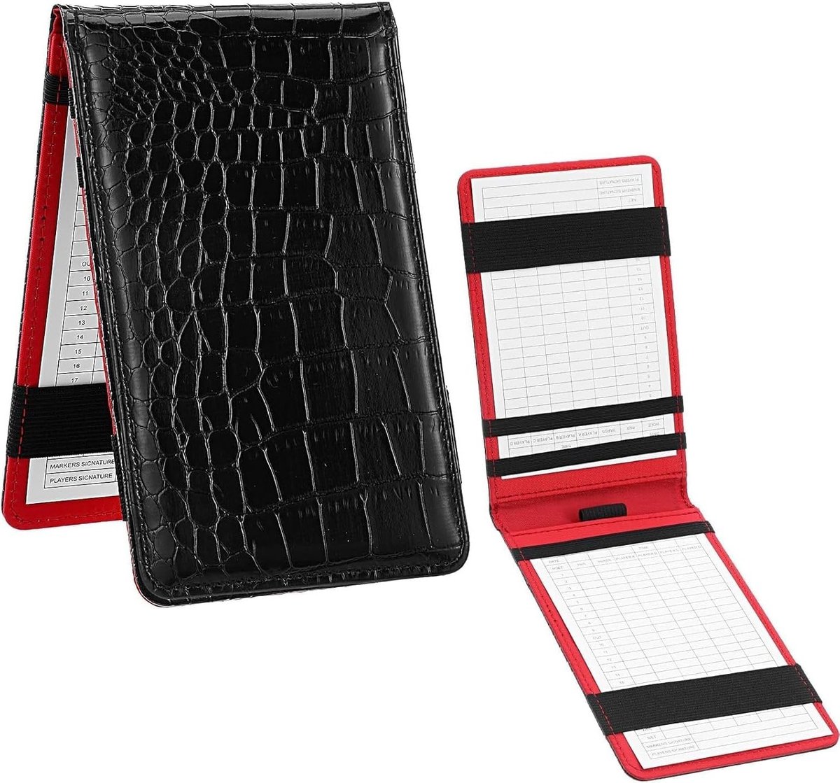 Elegante Golf Scorecard Houder van PU Leer met Krokodillenpatroon, Ideaal voor Score Registratie, Notitieblok en Potloodlus voor Buitenactiviteiten