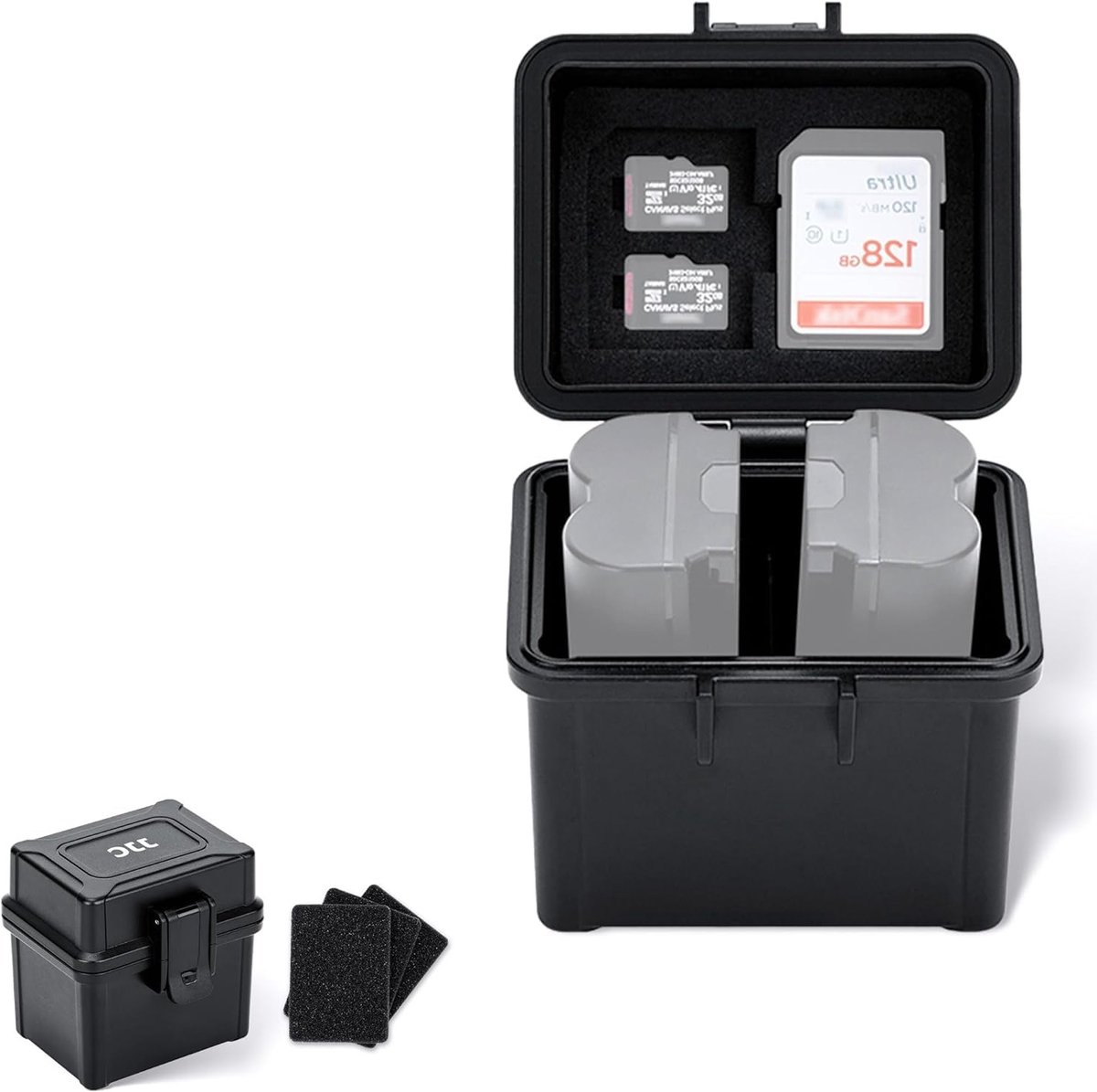 Geheugenkaart Batterij Case - Opbergdoosje Accessoires - Fotografie Onderweg - Waterdicht Stofdicht - Voor 2 Batterijen - Zwart