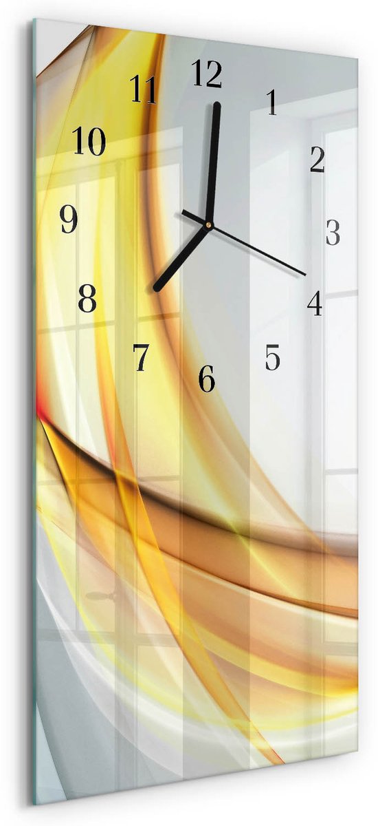 TULUP Wandklok - Abstractie Decoratieve Glazen Klok - 30x60 cm - Veelkleurig Glazen Wandklok Design - Zwarte Handen - Rechthoekige Wandklok - Moderne Wandklok Glas - Wandklok Glas Decoratie