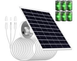 9W/5V zonnepaneel met ingebouwde 15600mAh oplaadbare batterij, met 5ft 3-in-1 oplaadkabel (micro USB, Type-C en DC3.5 * 1.35 connector) voor beveiligingscamera's en andere apparaten, IP66 waterdicht