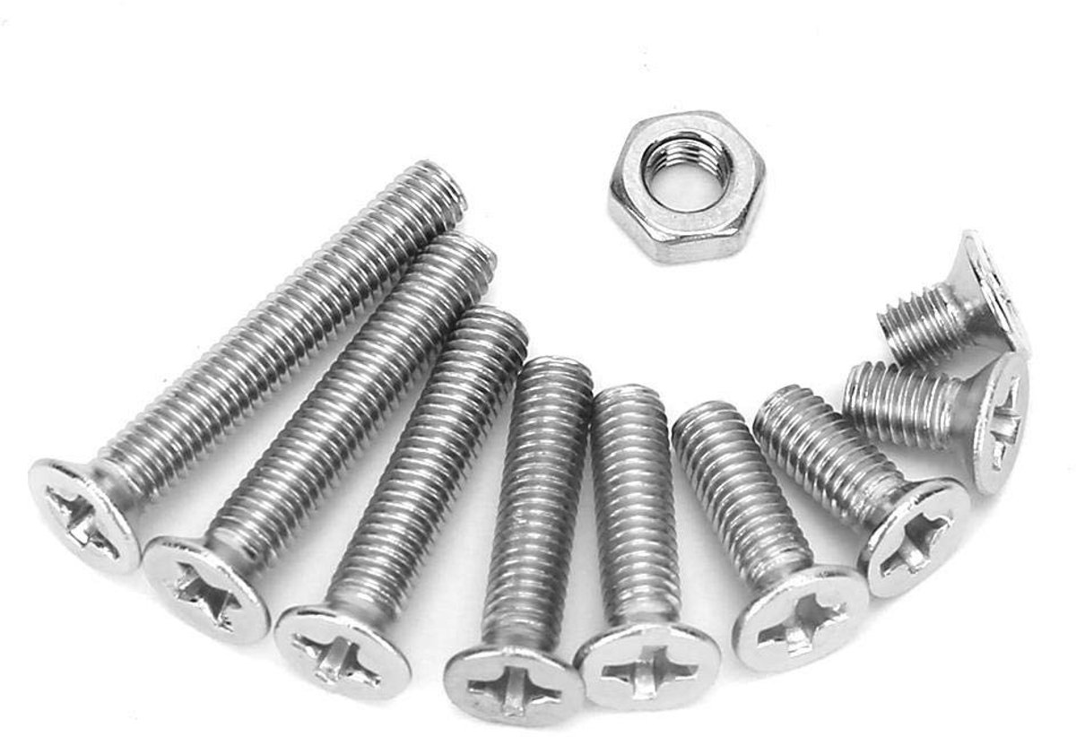 Allecto - M3 Schroeven - RVS Moeren - Hoogwaardige Flat Head Countersunk Schroeven - 340 Stuks - Perfect voor Klussen - Betrouwbaar en Duurzaam - G...