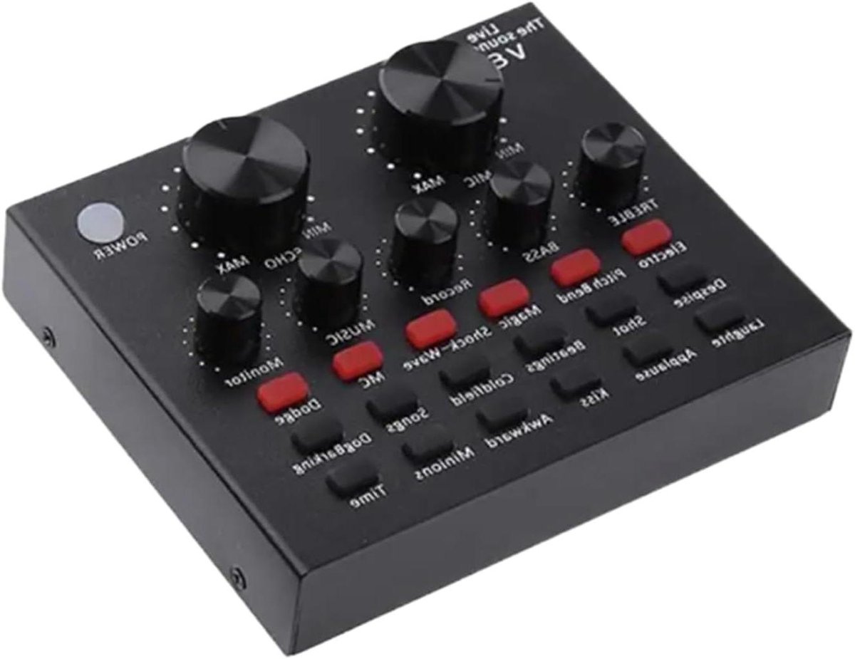 Audio Mixer - Geluidskaart Effecten - Live Streaming - Draadloze Bluetooth - 14 cm - Zwart