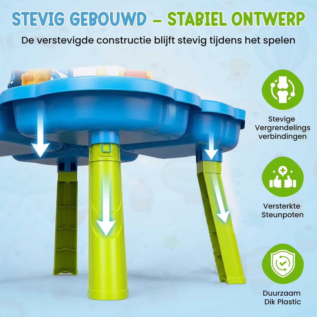 Kuddo Watertafel – Zand en Watertafel met Watermolen, Glijbaan & Krukje – Zandtafel Buitenspeelgoed – Waterspeelgoed met Accessoires — afbeelding 3