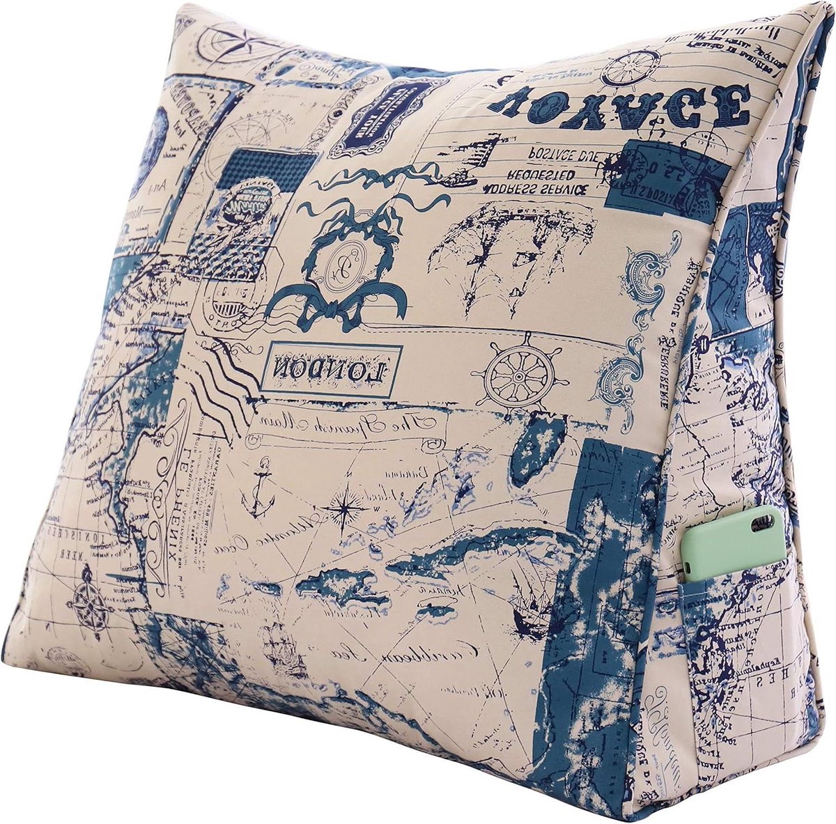 Driehoekig Bankkussen - Leeskussen Hoofdeinde - Comfortabel Lezen - Afneembare Hoes - 60 cm - Veelkleurig