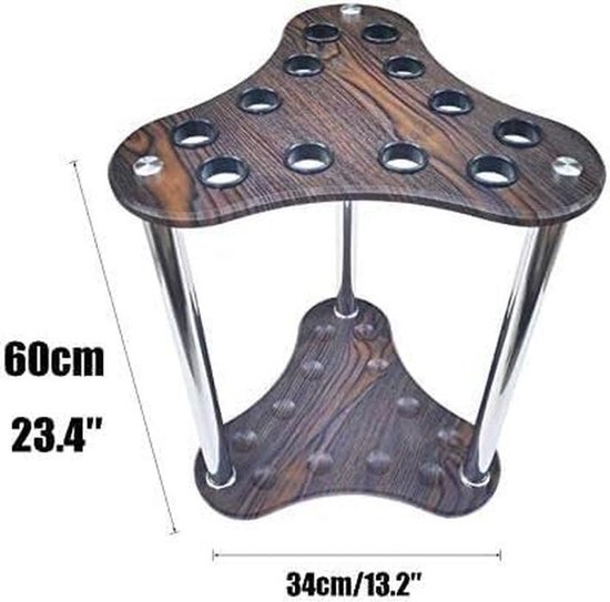 Poolkeuhouder Hout - Ballenrek Keuen - Biljart Opbergen - 12 Keuen Capaciteit - 60 x 34 cm - Koffie — afbeelding 4