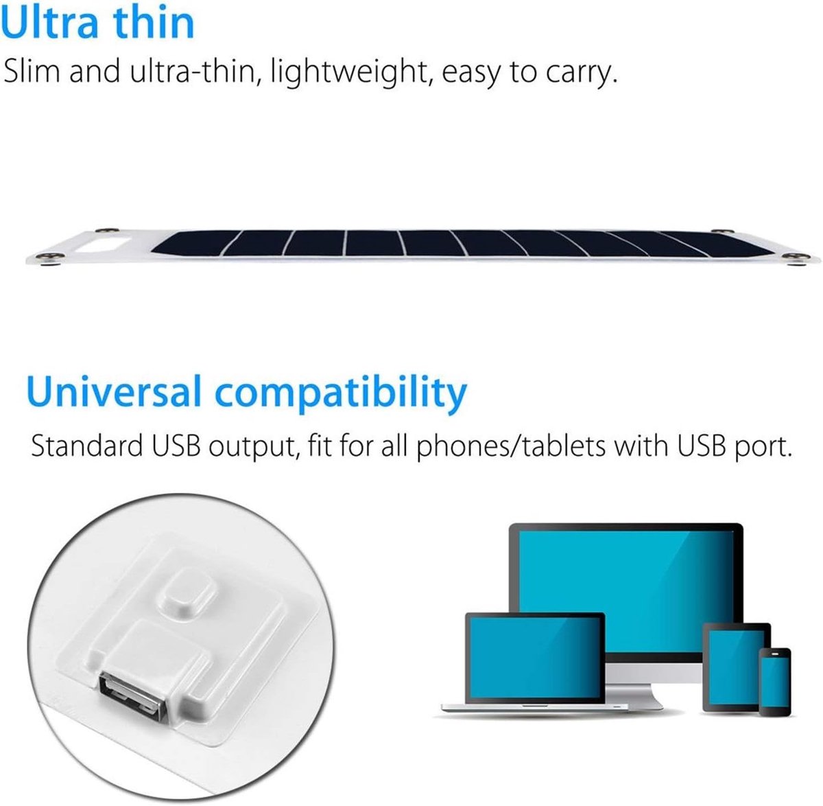 mini-zonnepaneel, slim light, zonnecel, oplader, USB, zonnelader, draagbaar, powerbank op zonne-energie, USB, voor telefoon, autolader, kamperen – foto 4