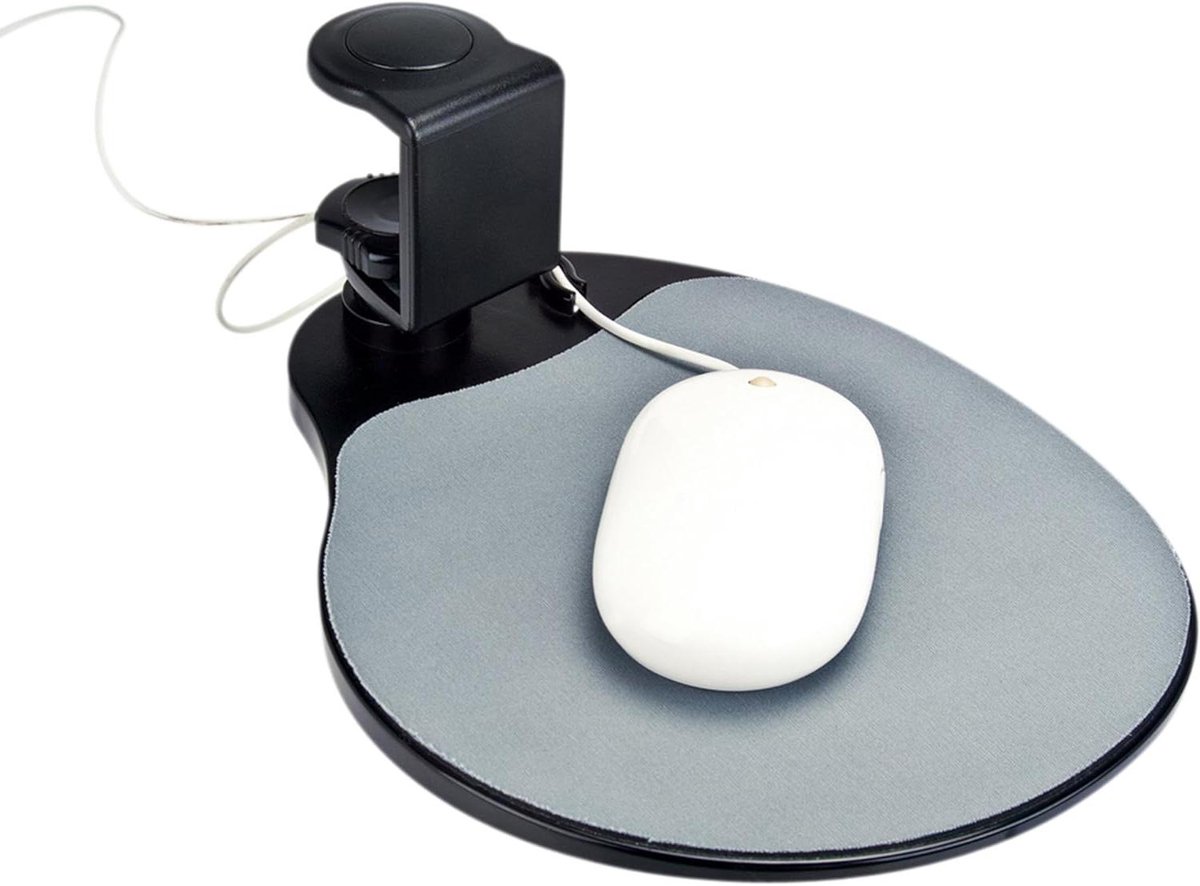 Onderbouw Muisplateau - Ergonomisch Onderstel - Comfortabel Werken - Ruimtebesparend Ontwerp - 15x12x2 cm - Zwart