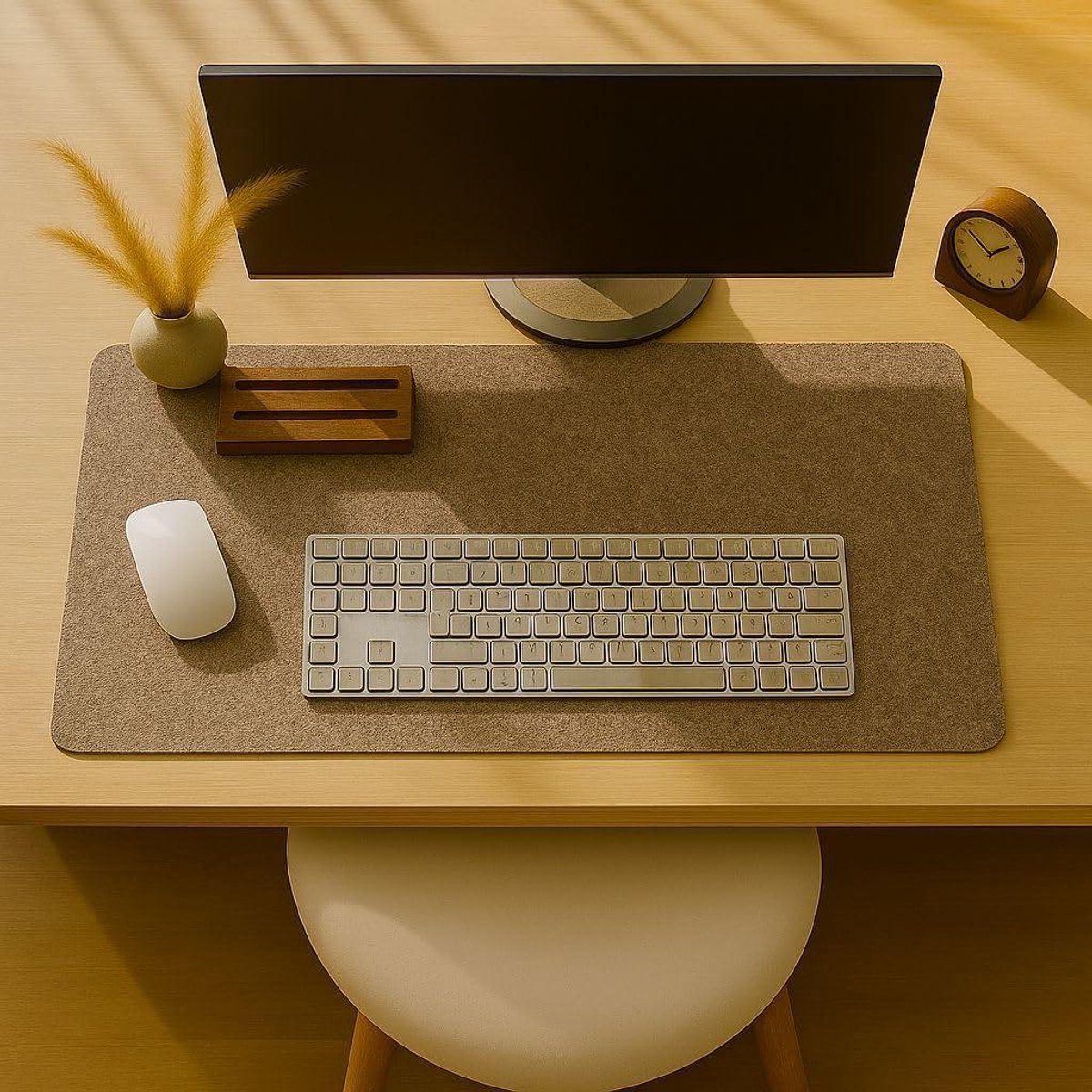 Bureauonderlegger Vilt - Bureau mat - Bureau beschermen - Anti-slip onderkant - 90x50 cm - Walnoot