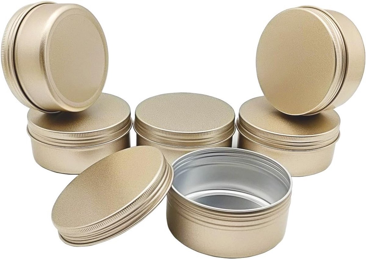 Set van 6 Aluminium Blikken van 150ml voor Cosmetica, Make-up, Huidverzorging en Kaarsen - Ideaal voor Poeders, Verf, Nagels en Thee