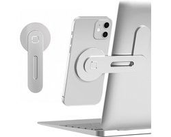 Verstelbare Laptopstandaard met Magnetische Telefoonhouder - Aluminium Slimme Monitor Side Mount Clip voor iPhone MagSafe en Alle Telefoons, Draagbaar en Vouwbaar