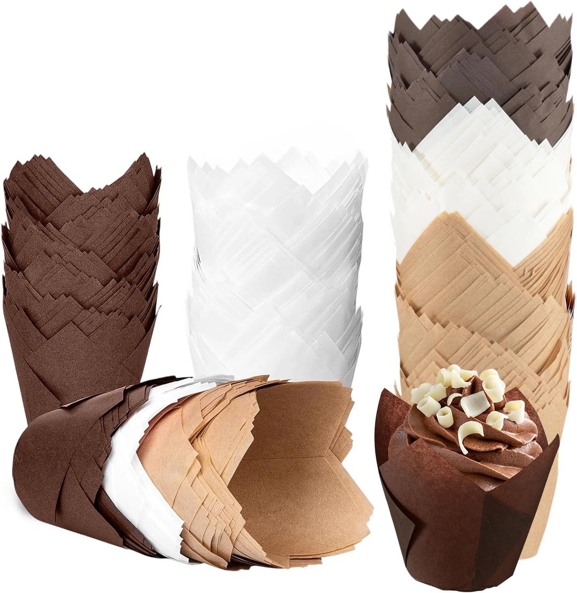 200 Stuks Papieren Muffinvormpjes Tulp - Bakvormpjes voor Cupcakes en Muffins