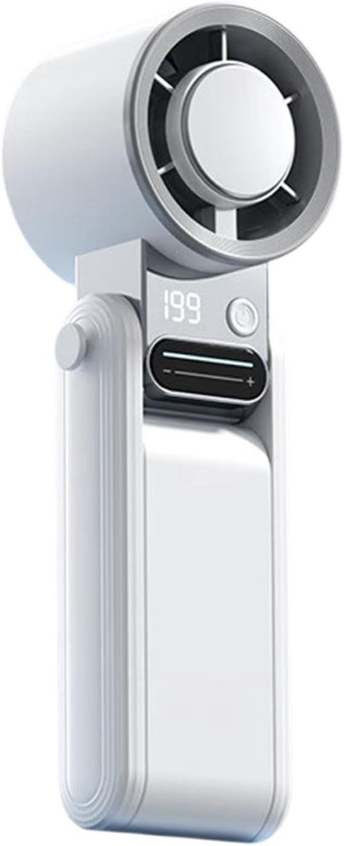 VHV - Opvouwbare handventilator - USB oplaadbaar, 199 snelheden, stil wit model voor bureau, binnen, buiten en onderweg