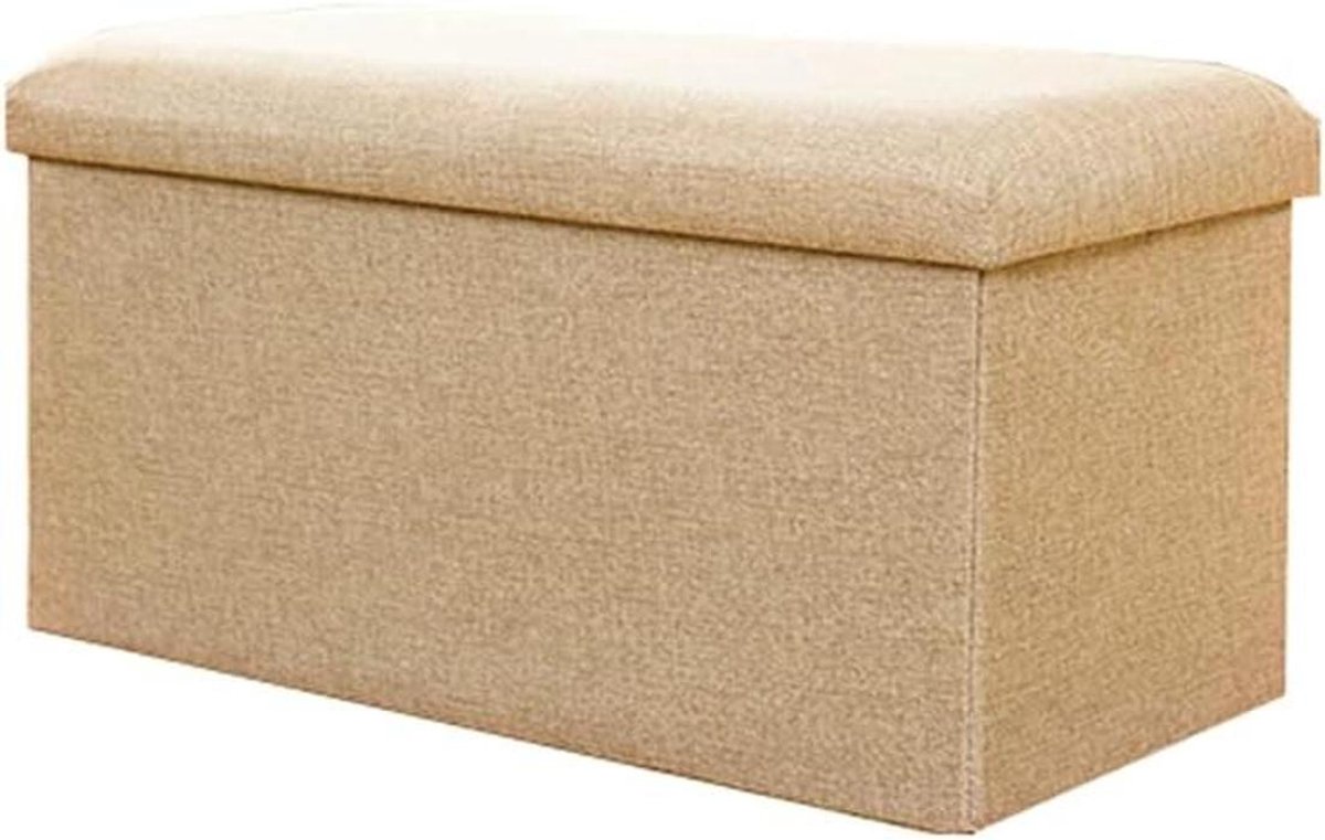 Opvouwbare poef - Opbergkrukje - Woonkamer Organiseren - Verborgen opbergruimte - 23 x 14 x 14 inch - Beige