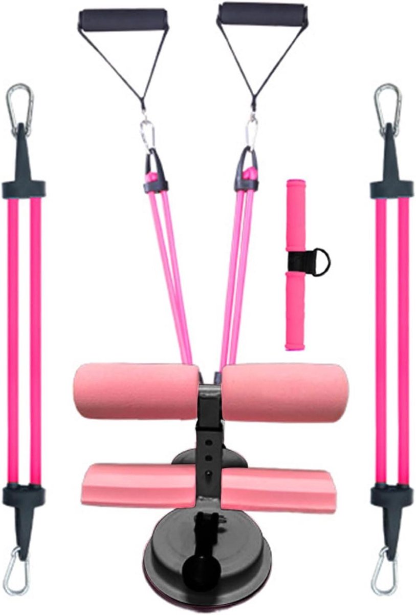 Sit Up Voethouder - Core Trainer - Thuis Fitness - Verstelbare Zuignap - 24 x 19 cm - Roze