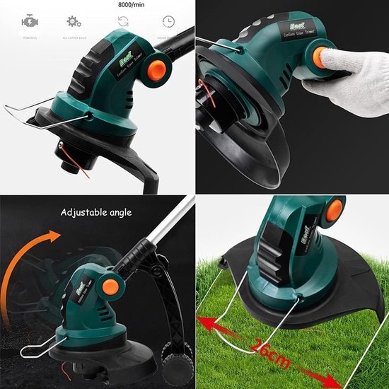 Handgrasmaaier Oplaadbaar - Kleine Tuinmaaier - Gazon Onderhoud - Draagbaar Ontwerp - 2 cm Snijbreedte - Grijs — afbeelding 3