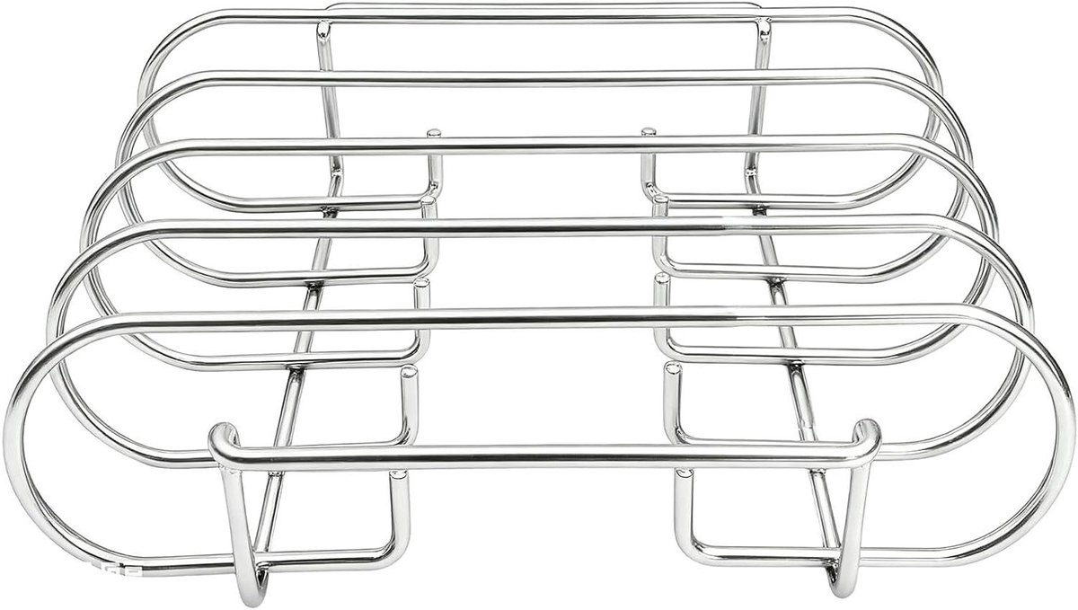 Ribbenrek - Grillstandaard - Gelijkmatig Grillen - Verticale Houding - 4-Slots - Zilver