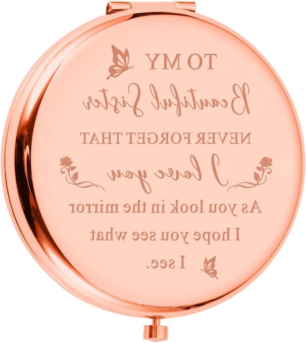 Compacte Make-up Spiegel - Zakspiegel Cadeau - Snel Opfrissen - Dubbelzijdig Vergroten - Ingelijst - Roségoud