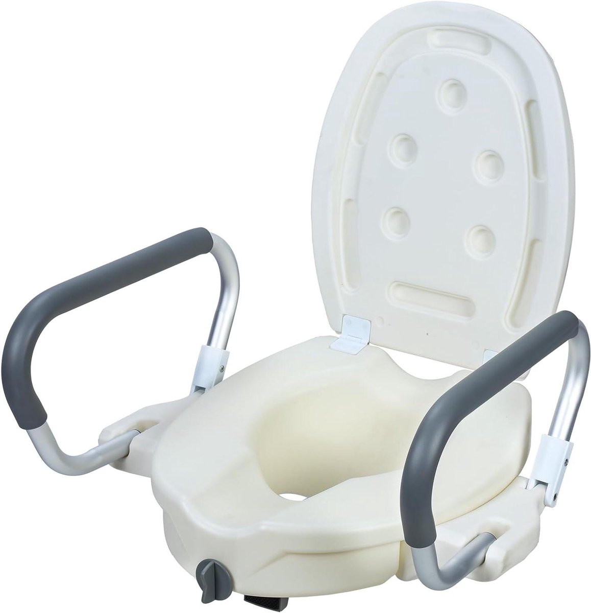 Verhoogde toiletbril - Toiletverhoger met handvat - Meer comfort - Stabiel en veilig ontwerp - 8 cm verhoging - Wit