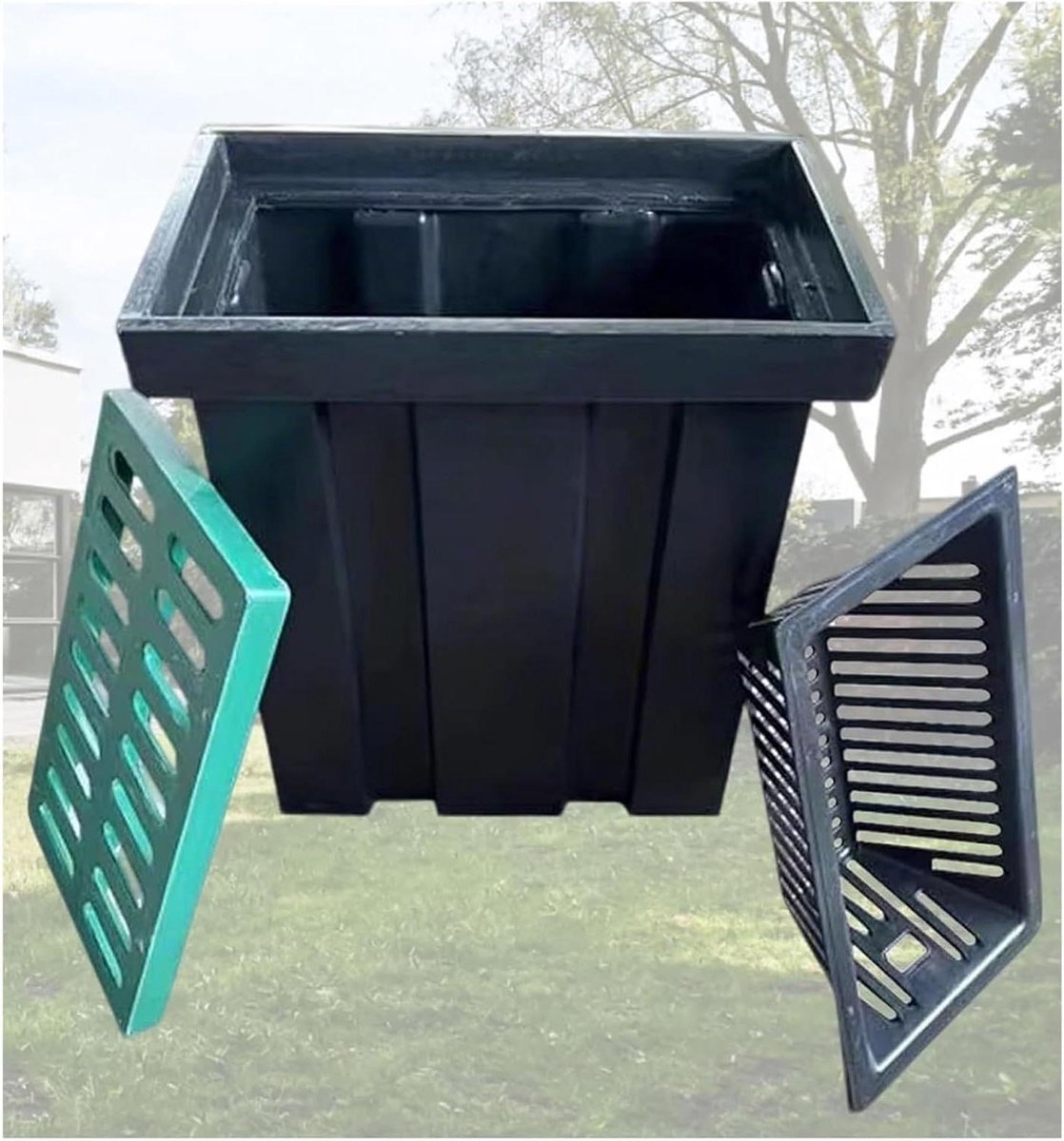 Vangbassin met rooster - Afvoerput - Waterafvoer buiten - Met puinmand - Ruim - Zwart groen