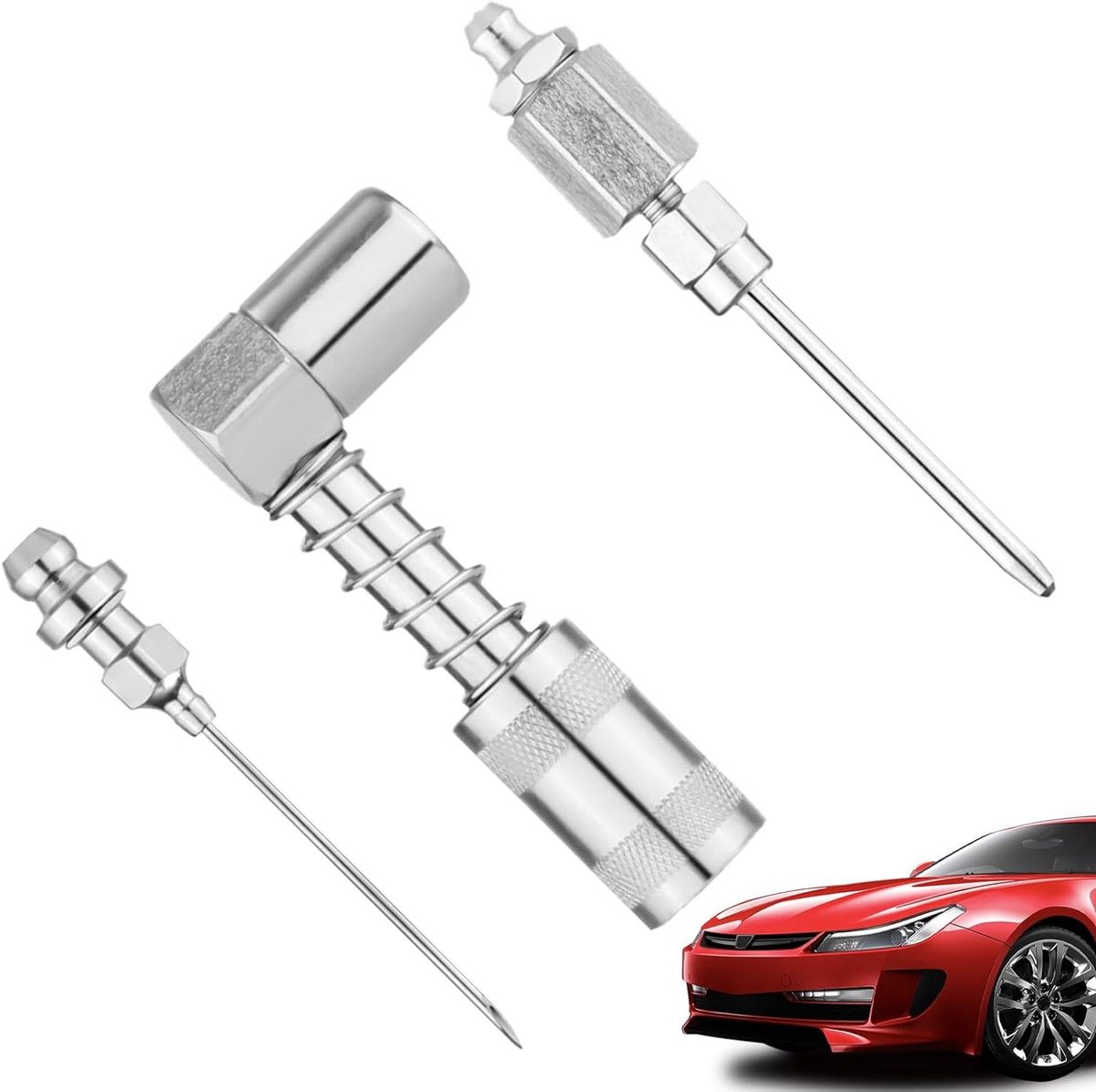 Vetnaald Set - Smeertool - Precisie Smering - Krappe Ruimtes - 12x8x3cm - Zilverkleurig