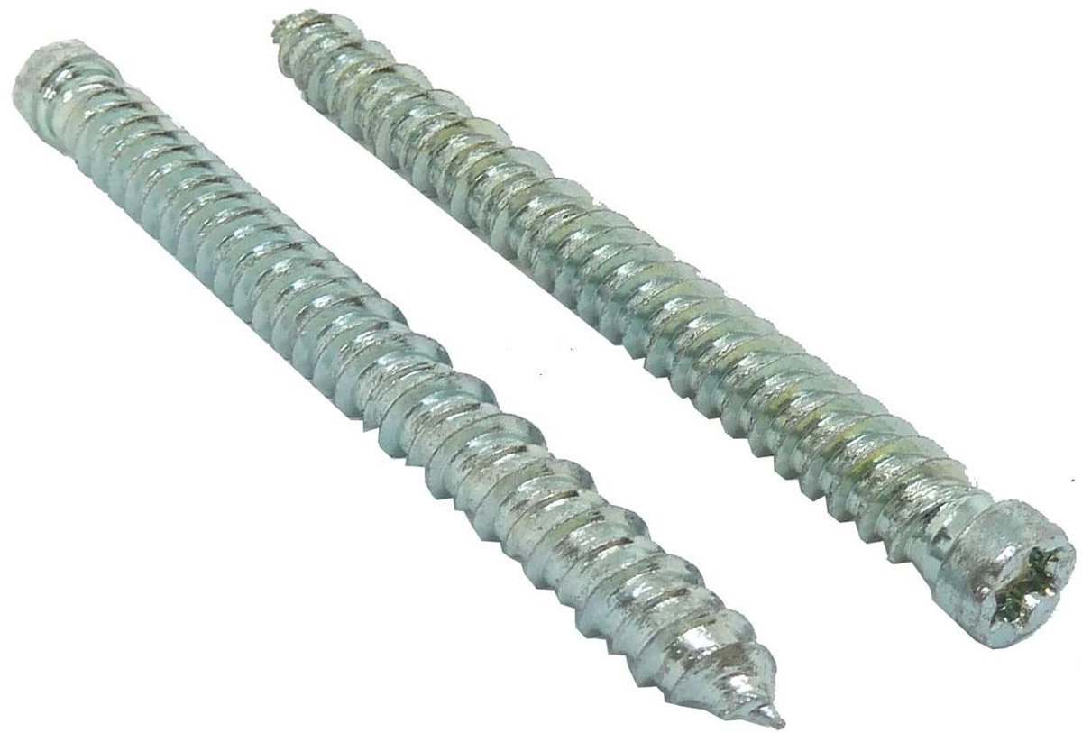 Schroefankers - Raamschroef - Bevestigen van kozijnen - Platte kop - 100 stuks - Zilverkleurig