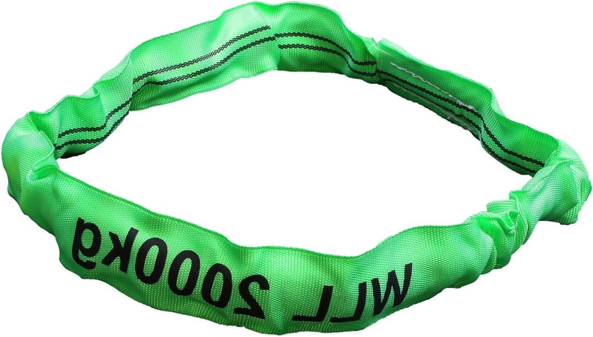 Ronde hijsband - Hefband - Lasten tillen - Hoge draagkracht - 2 meter - Groen
