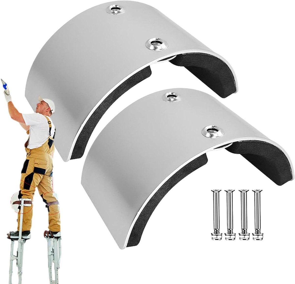 Stelten Platen - Beenbevestiging Reserveonderdelen - Werkzaamheden Uitvoeren - Gebogen Aluminiumlegering - 15 x 8.4 cm - Standaard