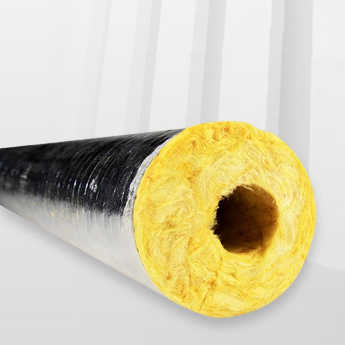 Isolatiebuis Glaswol - Dempende Buizen - Energie Besparen - Zelfklevende Mantel - ID 34mm T30mm - Grijs