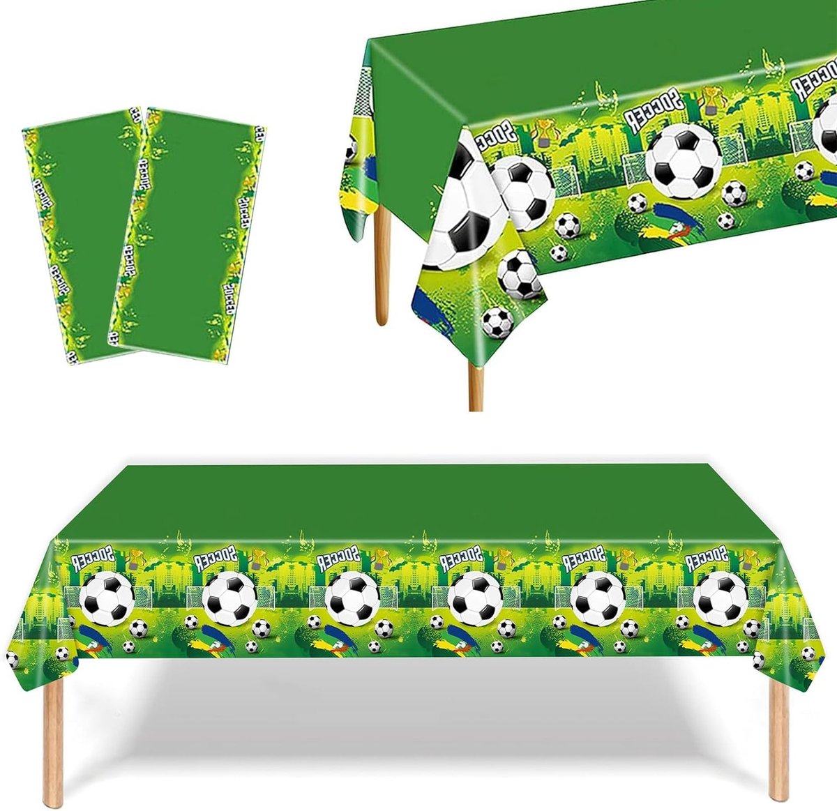Voetbal Tafelkleed van Plastic, 220 x 130 cm, Geschikt voor Feesten, Decoratie en Bundesliga Thema's