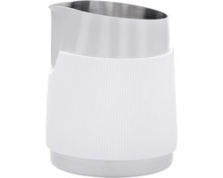 Melkkan zonder handvat met scherpe tuit - RVS melkschuimer voor espresso - 600 ml - Ideaal voor latte art, koffie en cappuccino - Antiaanbaklaag wit
